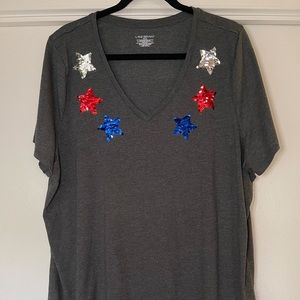 Lane Bryant Sequin Star Tee Size 22/24